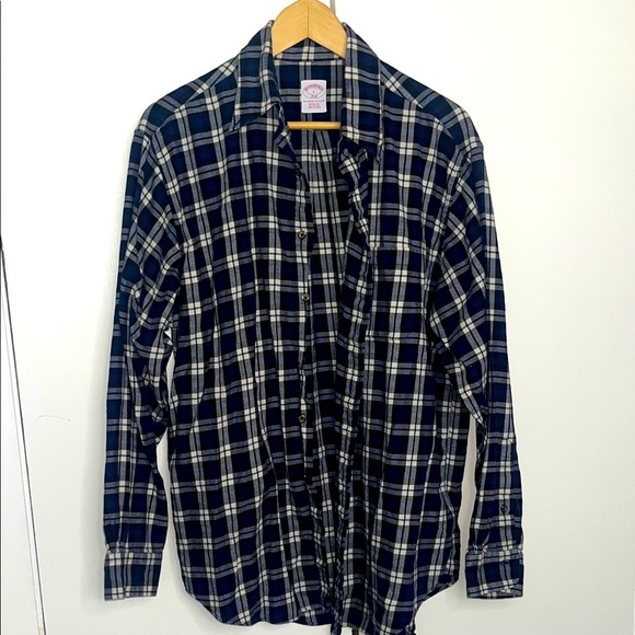 Brooks Brothers Men's Navy Plaid Shirt - Picture 1 of 4